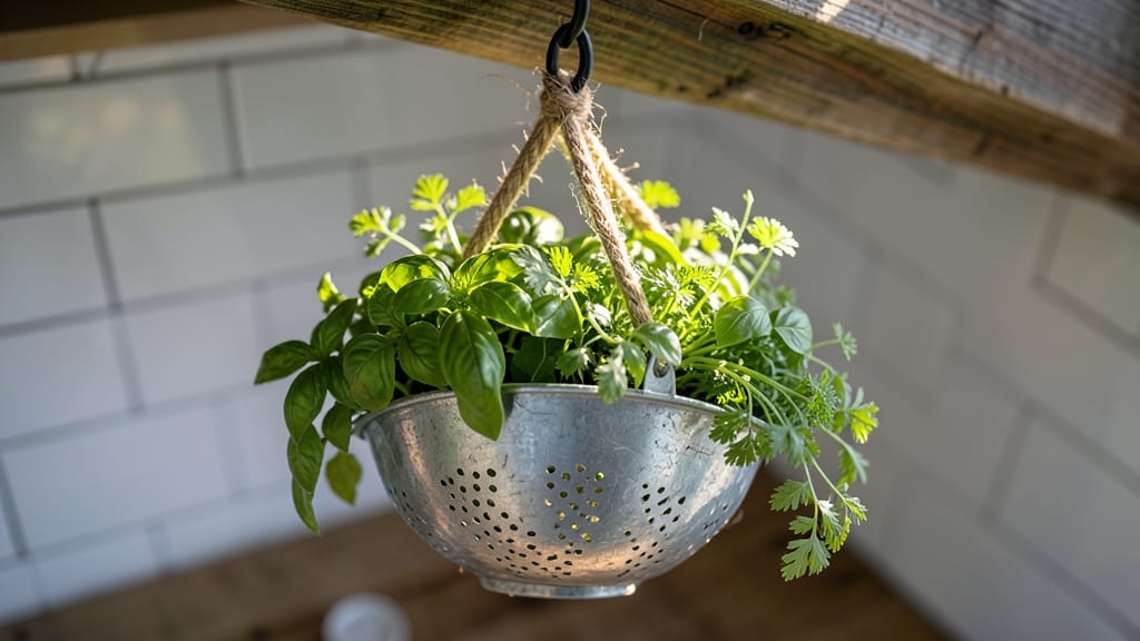 Colander Herb Garden Hanging System