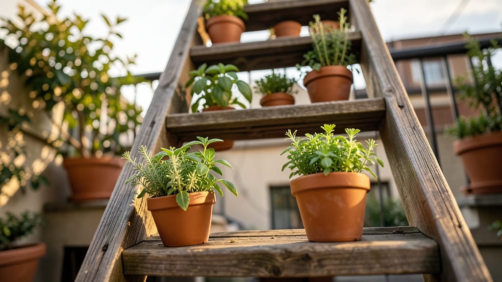 Ladder Herb Garden with Pocket Planters