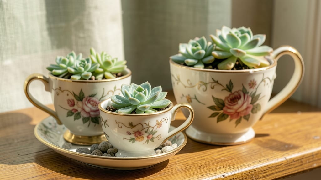 Teacup Succulent Planters for Tiny Gardens