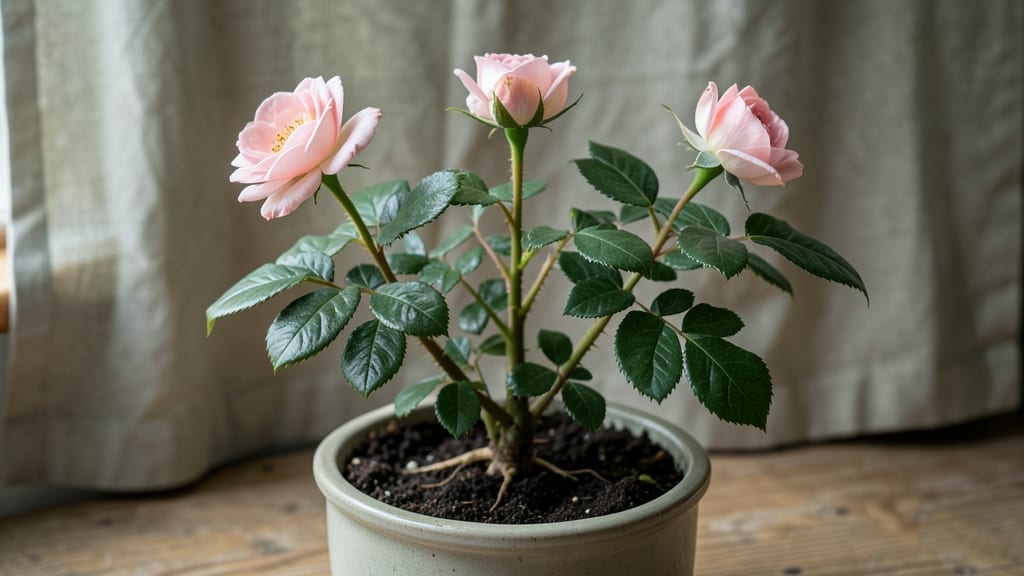 Inside Rose Plant: Year-Round Blooms With Minimal Pruning