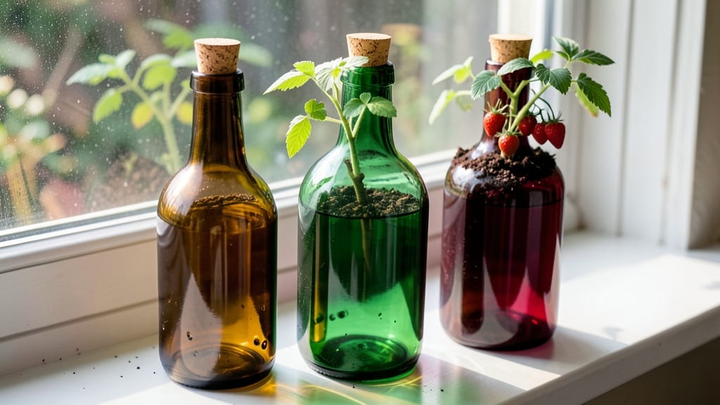 Wine Bottle Tomato Planters with Cork Stoppers