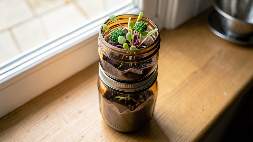 Mason Jar Window Farm for Microgreens
